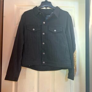 Black Denim Jacket with Gold Accents